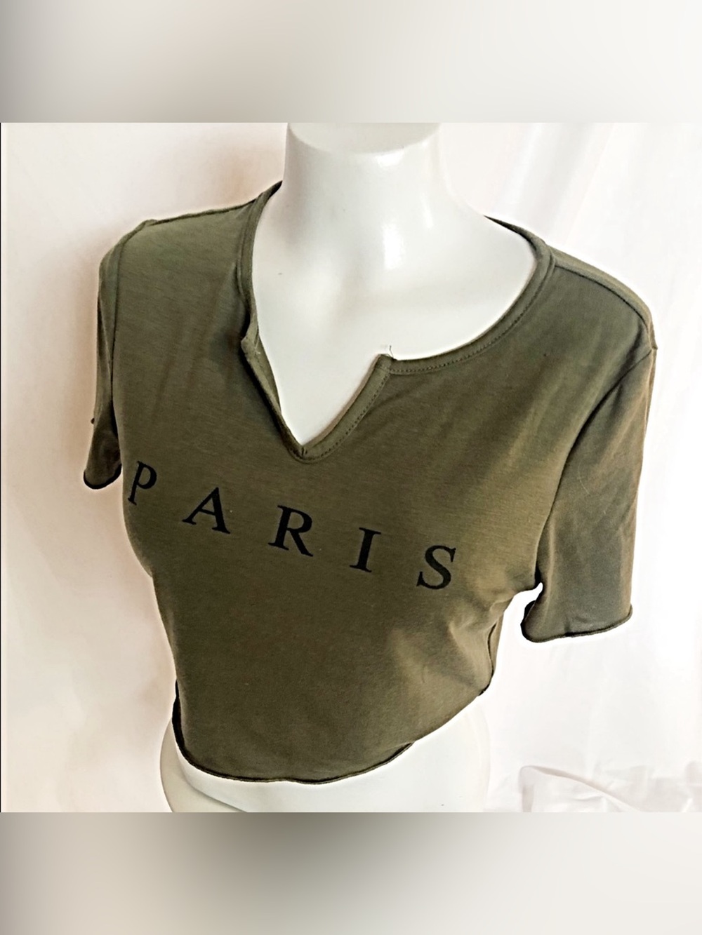 Paris Graphic Notch-Neck Crop Tee